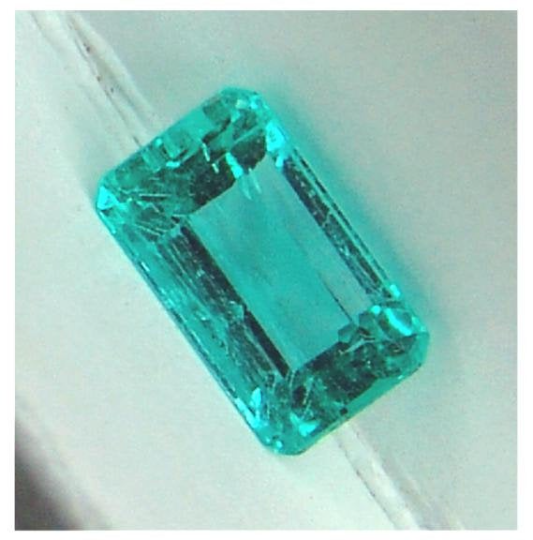 Colombian Chivor Mine untreated VS eye clean clarity medium blue green precision emerald cut Emerald 1.15 ct.