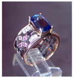 Ladies 18kt. custom made rose & white gold Tanzanite, Montana sapphire, and diamond ring