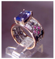 Ladies 18kt. custom made rose & white gold Tanzanite, Montana sapphire, and diamond ring