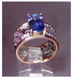 Ladies 18kt. custom made rose & white gold Tanzanite, Montana sapphire, and diamond ring