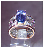 Ladies 18kt. custom made rose & white gold Tanzanite, Montana sapphire, and diamond ring