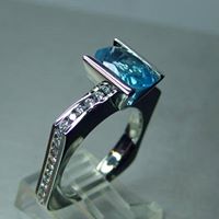 Blue Zircon and Diamond Ring