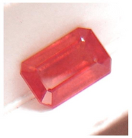 Ceylon "natural heat treated" VS eye clean intense top pinkish orange padparadscha precision emerald cut Sapphire from Sri Lanka 2.56ct.